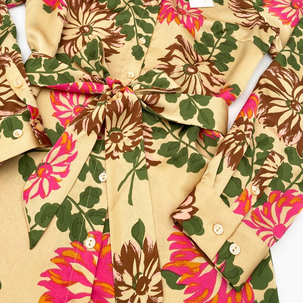 Flora Bea | Natalie Floral Midi Shirt Dress w/ Removable Waist Tie  | NWT - Picture 10 of 12